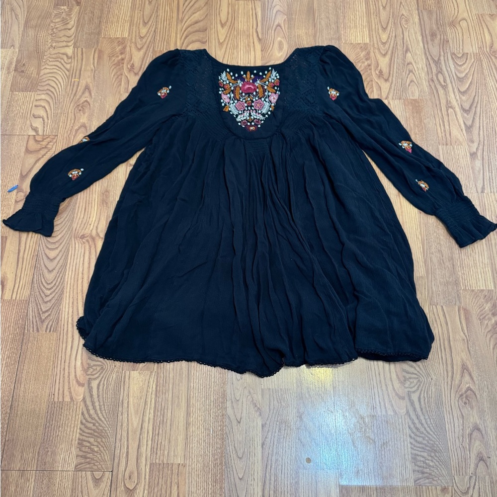 Free People Boho Embroidered Mini Dress
